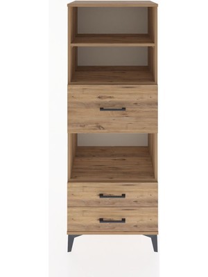 Dienni Hyperion Dolap 3 Raflı 3 Çekmeceli 60X44X163 Çam-Çam