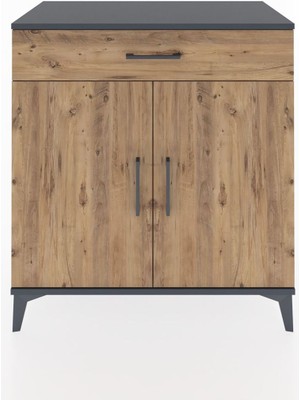 Dienni Hyperion Şifonyer Tek Çekmeceli 2 Kapaklı 88X44X96 Antrasit-Çam