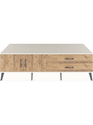 Dienni Kronos Tv Ünitesi Tek Raflı 2 Çekmeceli 2 Kapaklı 176X59X51 Aytaşı-Çam/çam