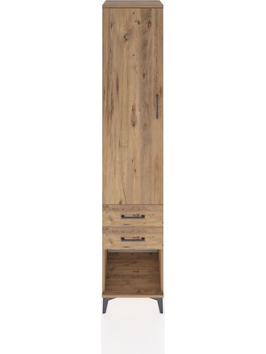 Dienni Hyperion Dolap 2 Raflı 2 Çekmeceli Tek Askılı 44X44X221 Çam-Çam