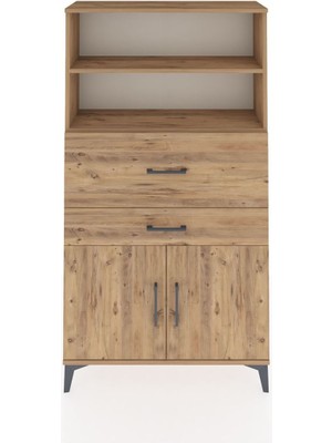 Dienni Arges Dolap 3 Raflı 2 Çekmeceli 2 Kapaklı 88X30X163 Çam-Çam