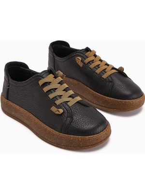 Limoya Judi Hakiki Deri Siyah Rahat Tabanlı Kadın Sneakers