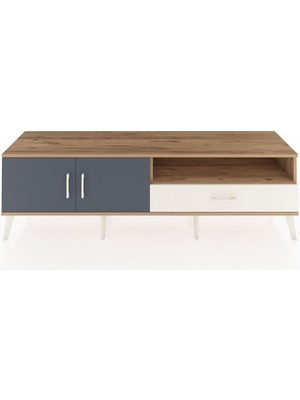 Dienni Hyperion Tv Ünitesi 2 Raflı Tek Çekmeceli 2 Kapaklı 176X44X51 Çam-Antrasit/aytaşı