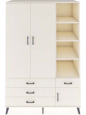 Dienni Kronos Dolap 5 Raflı 4 Çekmeceli Tek Askılı 132X59X195 Aytaşı-Aytaşı/aytaşı