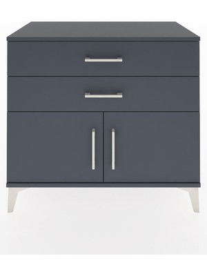 Dienni Hyperion Şifonyer 2 Çekmeceli 2 Kapaklı 88X44X80 Antrasit-Antrasit