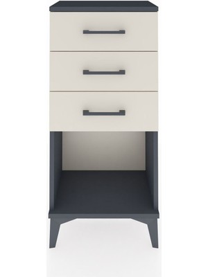Dienni Arges Komodin 3 Çekmeceli 44X30X96 Antrasit-Aytaşı