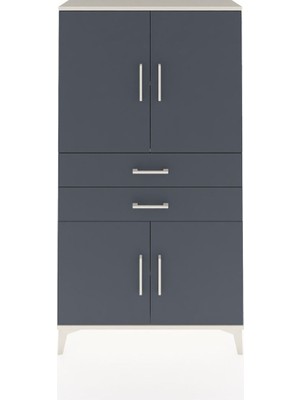 Dienni Arges Dolap 3 Raflı 2 Çekmeceli 4 Kapaklı 88X30X163 Aytaşı-Antrasit