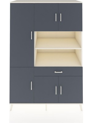 Dienni Kronos Dolap 10 Raflı Tek Çekmeceli 6 Kapaklı 132X59X195 Aytaşı-Antrasit/antrasit