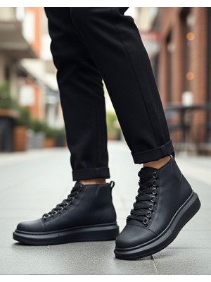 Ebrus Trend ET0713 Bağcıklı Yüksek Siyah Taban Erkek Tarz Spor Bot