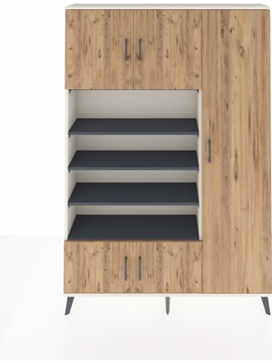 Dienni Arges Dolap 11 Raflı 5 Kapaklı 132X30X195 Aytaşı-Çam/antrasit