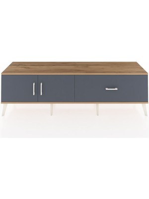 Dienni Hyperion Tv Ünitesi Tek Raflı Tek Çekmeceli 2 Kapaklı 176X44X51 Çam-Antrasit/antrasit