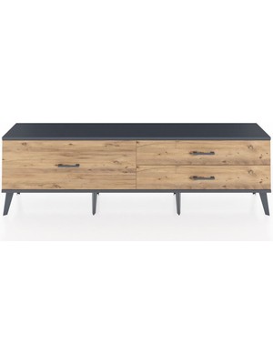 Dienni Arges Tv Ünitesi 3 Çekmeceli  176X30X51 Antrasit-Antrasit/çam