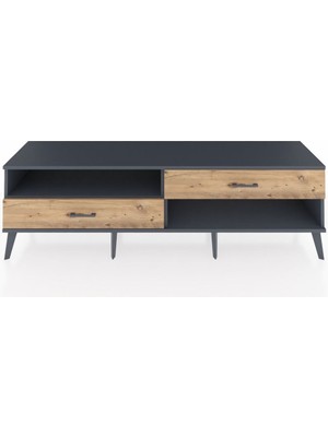 Dienni Hyperion Tv Ünitesi Tek Raflı 2 Çekmeceli  176X44X51 Antrasit-Antrasit/çam