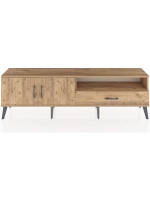 Dienni Arges Tv Ünitesi 2 Raflı Tek Çekmeceli 2 Kapaklı 176X30X51 Çam-Çam/çam