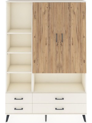 Dienni Arges Dolap 8 Raflı 4 Çekmeceli 2 Kapaklı 132X30X195 Aytaşı-Çam/aytaşı