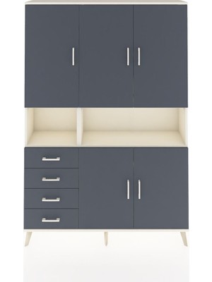 Dienni Arges Dolap 7 Raflı 4 Çekmeceli 5 Kapaklı 132X30X195 Aytaşı-Antrasit/antrasit