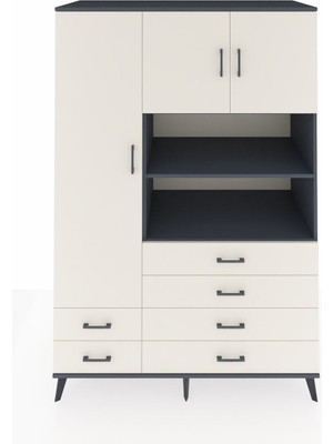 Dienni Kronos Dolap 8 Raflı 6 Çekmeceli 3 Kapaklı 132X59X195 Antrasit-Aytaşı/aytaşı