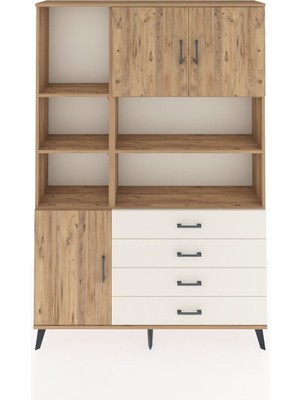Dienni Arges Dolap 8 Raflı 4 Çekmeceli 3 Kapaklı 132X30X195 Çam-Çam/aytaşı