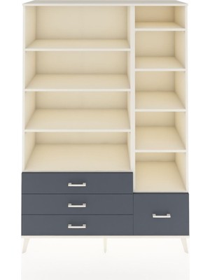 Dienni Hyperion Dolap 9 Raflı 4 Çekmeceli  132X44X195 Aytaşı-Aytaşı/antrasit