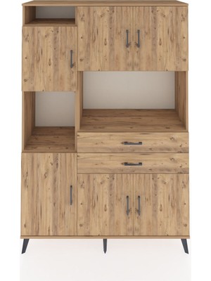 Dienni Hyperion Dolap 8 Raflı 2 Çekmeceli 6 Kapaklı 132X44X195 Çam-Çam/çam
