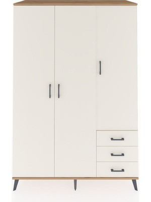 Dienni Kronos Dolap 6 Raflı 3 Çekmeceli Tek Askılı 132X59X195 Çam-Aytaşı/aytaşı