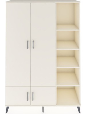 Dienni Hyperion Dolap 6 Raflı 4 Kapaklı Tek Askılı 132X44X195 Aytaşı-Aytaşı/aytaşı