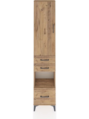 Dienni Arges Dolap 3 Raflı 3 Çekmeceli Tek Askılı 44X30X221 Çam-Çam
