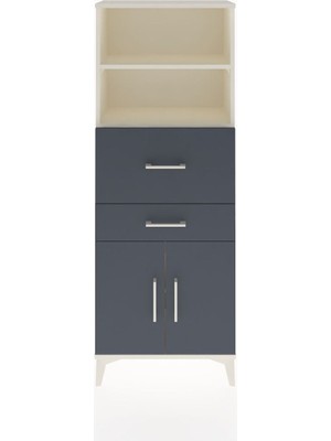 Dienni Arges Dolap 3 Raflı 2 Çekmeceli 2 Kapaklı 60X30X163 Aytaşı-Antrasit