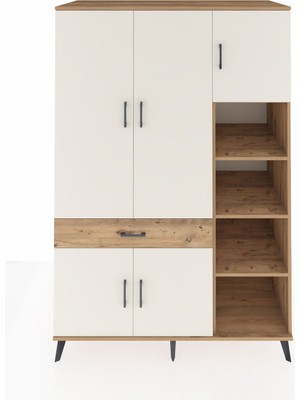 Dienni Kronos Dolap 10 Raflı Tek Çekmeceli 5 Kapaklı 132X59X195 Çam-Aytaşı/çam