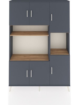 Dienni Arges Dolap 9 Raflı 6 Kapaklı 132X30X195 Antrasit-Antrasit/çam