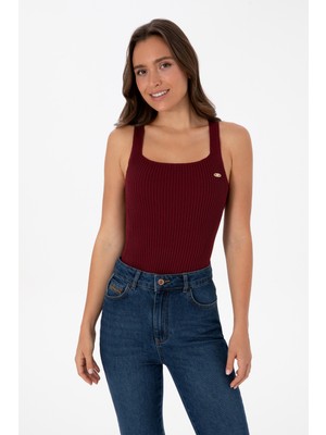 U.S. Polo Assn. Kadın Bordo Kare Yaka Kazak 50314626-VR177