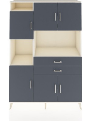 Dienni Hyperion Dolap 8 Raflı 2 Çekmeceli 6 Kapaklı 132X44X195 Aytaşı-Antrasit/antrasit