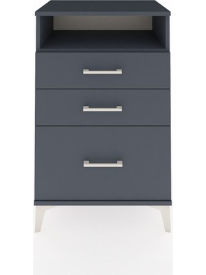 Dienni Hyperion Komodin Tek Raflı 3 Çekmeceli 60X44X96 Antrasit-Antrasit