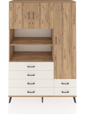Dienni Hyperion Dolap 9 Raflı 6 Çekmeceli 3 Kapaklı 132X44X195 Çam-Çam/aytaşı