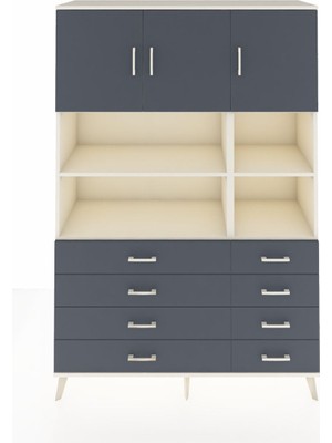 Dienni Hyperion Dolap 8 Raflı 8 Çekmeceli 3 Kapaklı 132X44X195 Aytaşı-Antrasit/antrasit