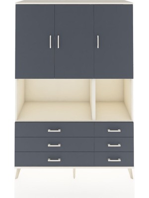 Dienni Hyperion Dolap 6 Raflı 6 Çekmeceli 3 Kapaklı 132X44X195 Aytaşı-Antrasit/antrasit