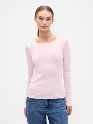 Gap Kadın Açık Pembe Modern Crewneck T-Shirt