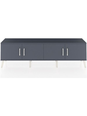 Dienni Arges Tv Ünitesi 2 Raflı 4 Kapaklı 176X30X51 Antrasit-Antrasit/antrasit
