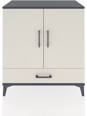 Dienni Hyperion Şifonyer Tek Raflı Tek Çekmeceli 2 Kapaklı 88X44X96 Antrasit-Aytaşı