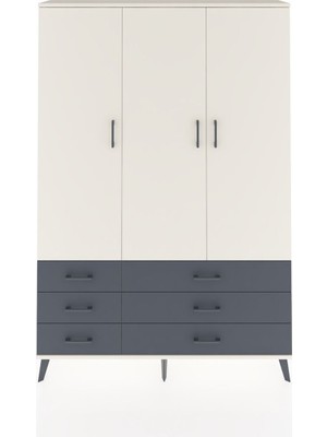 Dienni Arges Dolap 5 Raflı 6 Çekmeceli Tek Askılı 132X30X195 Aytaşı-Aytaşı/antrasit