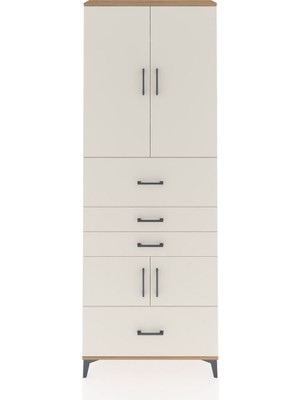 Dienni Arges Dolap 4 Raflı 4 Çekmeceli 4 Kapaklı 88X30X243 Çam-Aytaşı