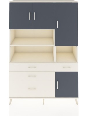 Dienni Hyperion Dolap 9 Raflı 4 Çekmeceli 4 Kapaklı 132X44X195 Aytaşı-Antrasit/aytaşı