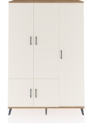 Dienni Hyperion Dolap 7 Raflı 5 Kapaklı Tek Askılı 132X44X195 Çam-Aytaşı/çam