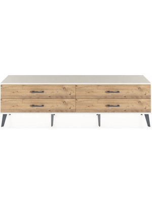Dienni Arges Tv Ünitesi 4 Çekmeceli  176X30X51 Antrasit-Aytaşı/çam