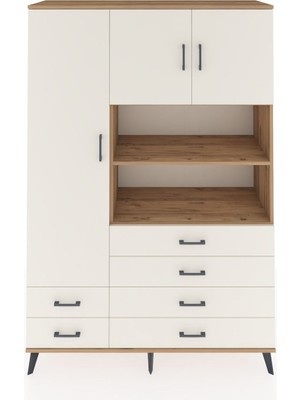 Dienni Hyperion Dolap 8 Raflı 6 Çekmeceli 3 Kapaklı 132X44X195 Çam-Aytaşı/aytaşı