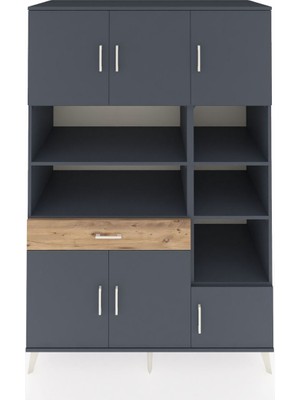 Dienni Kronos Dolap 10 Raflı Tek Çekmeceli 6 Kapaklı 132X59X195 Antrasit-Antrasit/çam