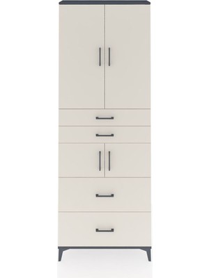 Dienni Arges Dolap 4 Raflı 4 Çekmeceli 4 Kapaklı 88X30X243 Antrasit-Aytaşı