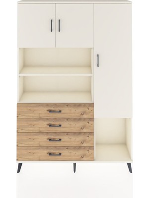 Dienni Arges Dolap 8 Raflı 4 Çekmeceli 3 Kapaklı 132X30X195 Aytaşı-Aytaşı/çam