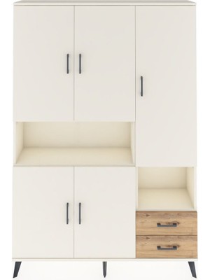 Dienni Arges Dolap 10 Raflı 2 Çekmeceli 5 Kapaklı 132X30X195 Aytaşı-Aytaşı/çam
