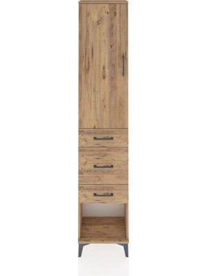 Dienni Arges Dolap 3 Raflı 3 Çekmeceli Tek Kapaklı 44X30X221 Çam-Çam